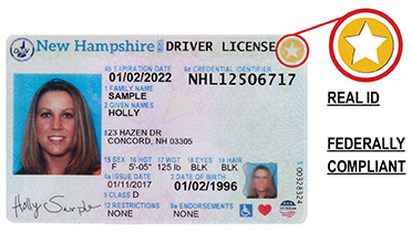 NH License with the star indicating that it may be used for federal identification